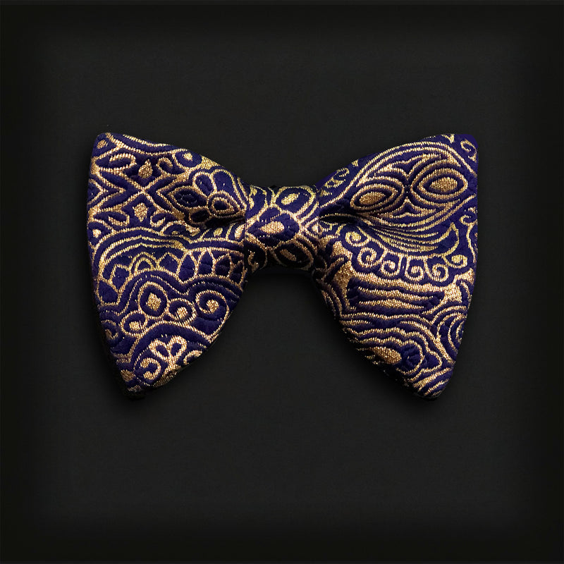 Butterfly Style Bow Tie-Gold/Navy