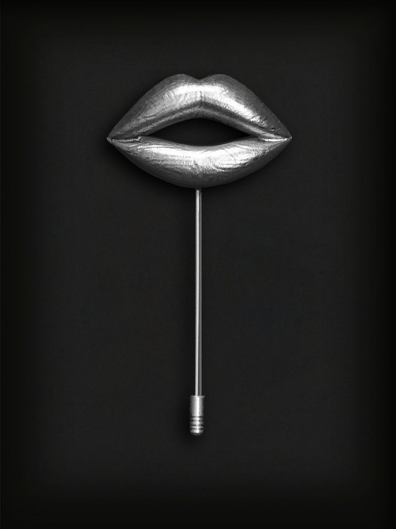 Lips Lapel Pin-Silver