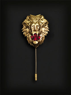 Lion Head Lapel Pin-Gold