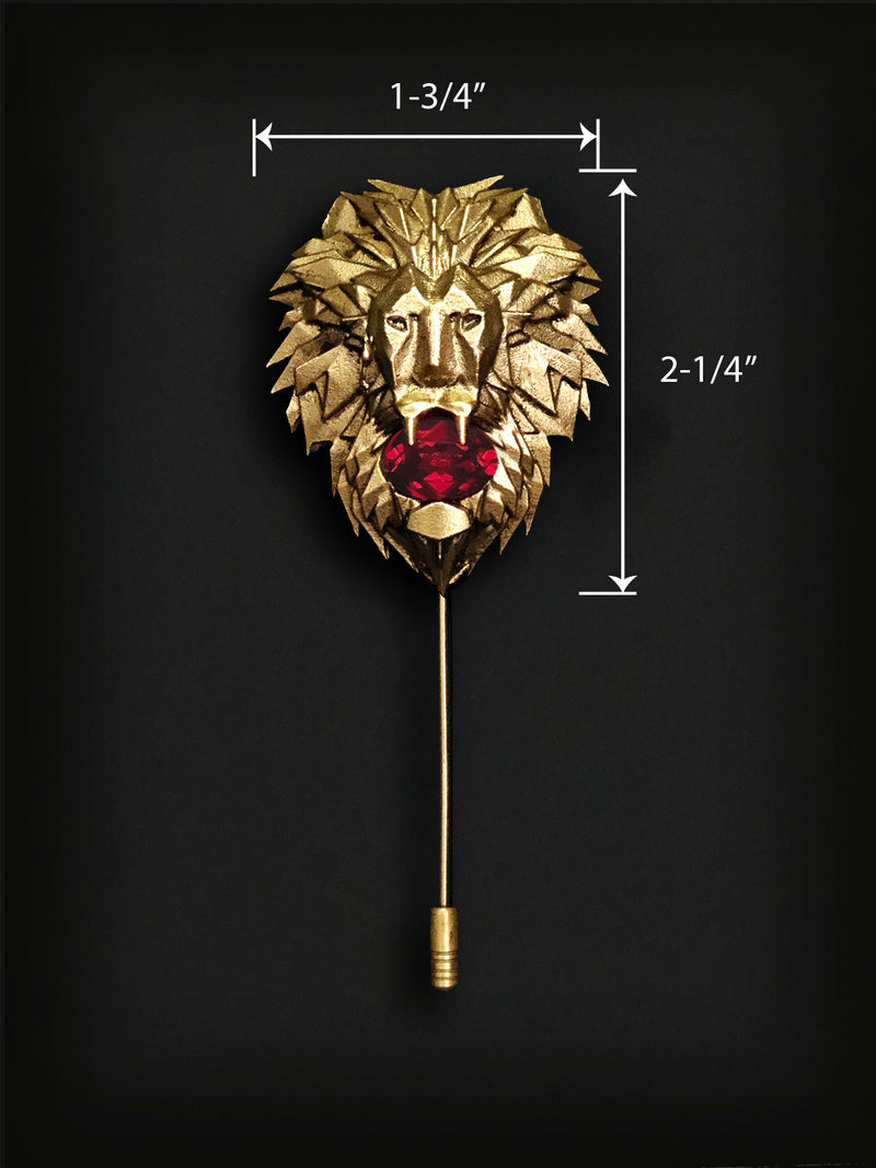 Lion Head Lapel Pin-Gold