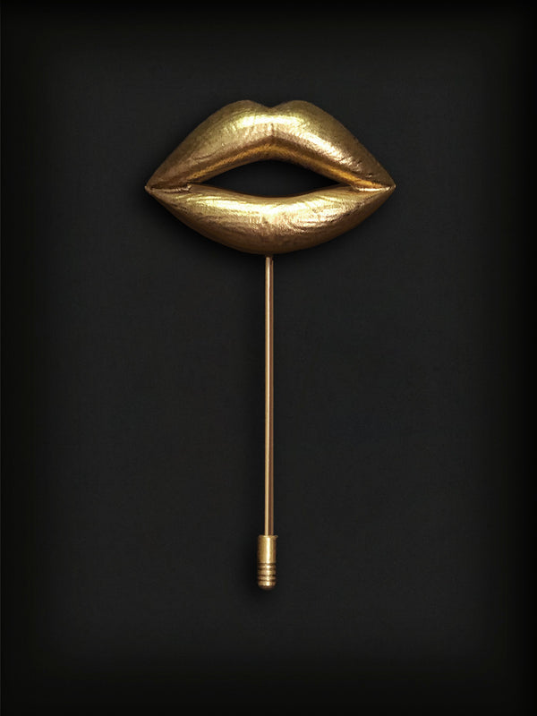 Lips Lapel Pin-Gold